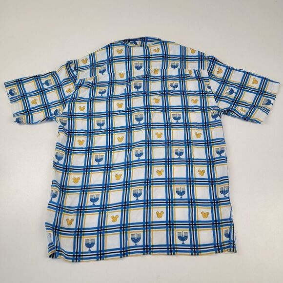 Disney Parks 2023 Mickey Mouse Icon Hanukkah Woven Button Up Shirt Men Sz Small - Picture 10 of 10
